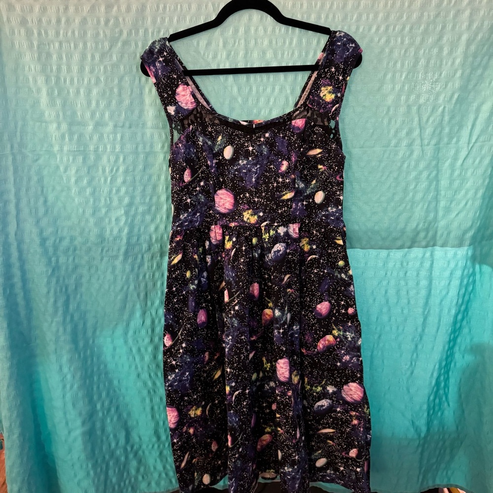 Hot Topic - solar system/space dress - lace detail - corset back - size Large
